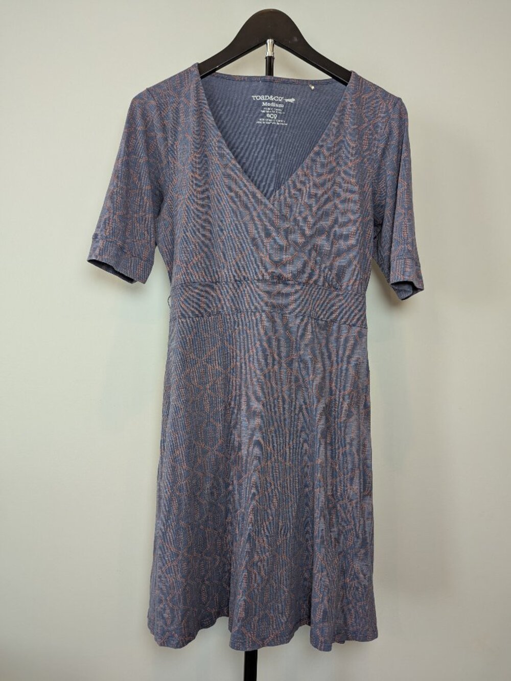Toad & Co Women's Size M Blue and Orange Geo Fit and Flare Dress